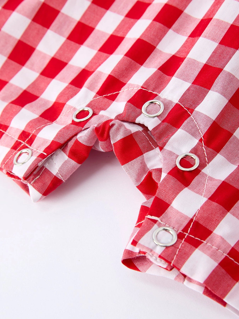 Summer Plaid Boys Red Romper