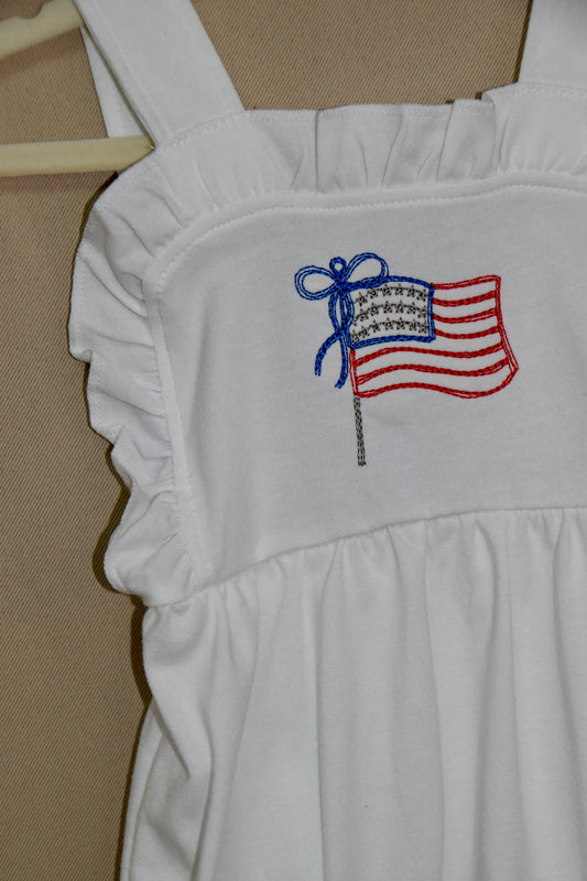 Miss American Girl Flag Embroidered Romper