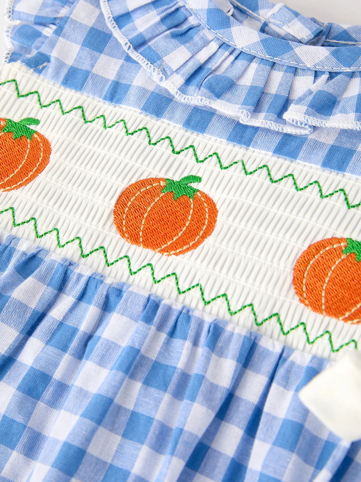 Blue Ribbon Pumpkin Plaid Romper