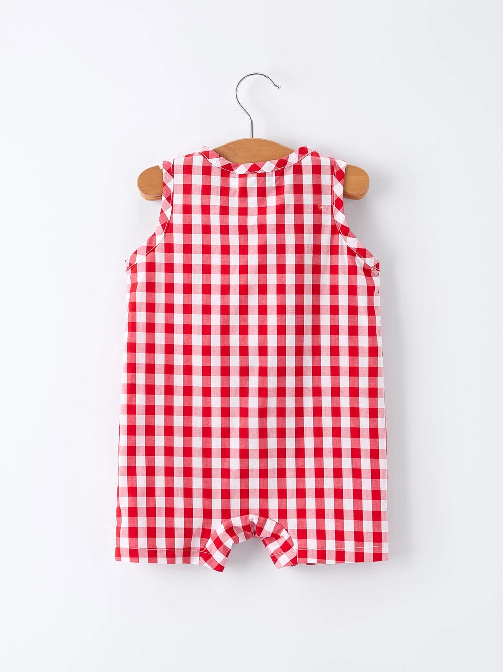 Summer Plaid Boys Red Romper