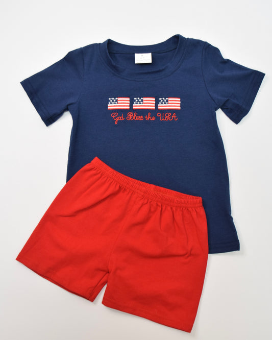 God Bless the USA Boys Shorts Set