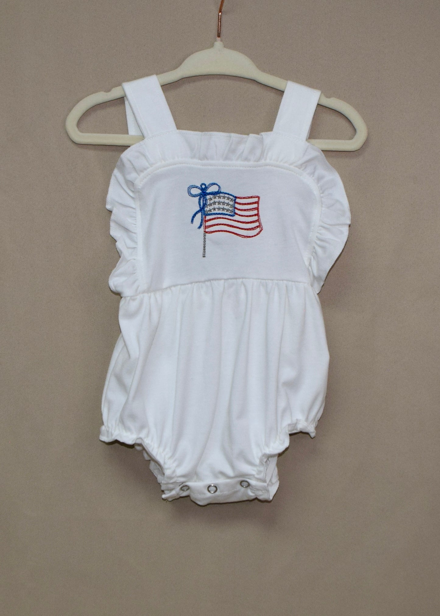 Miss American Girl Flag Embroidered Romper