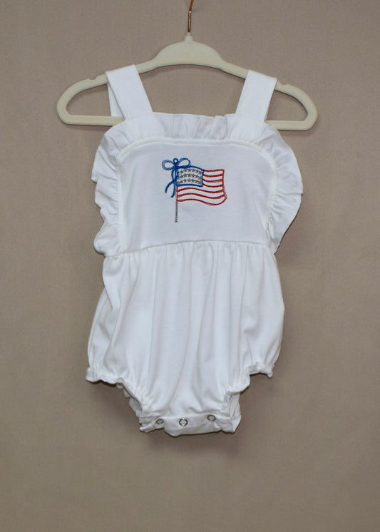 Miss American Girl Flag Embroidered Romper