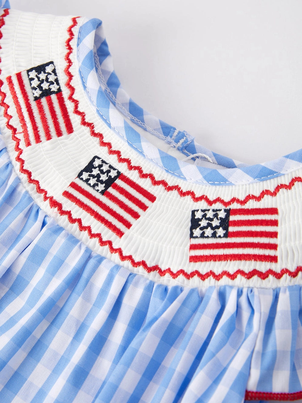 Patriotic Spirit Flag Embroidered Girls Romper