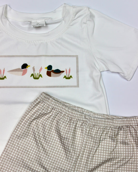 By the Lake Khaki Plaid Shorts Set