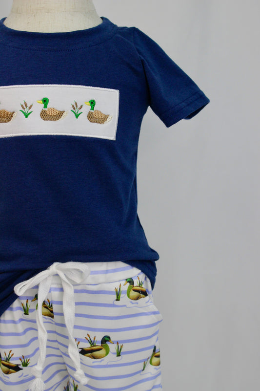 Clearwater Duck Applique Shorts Set
