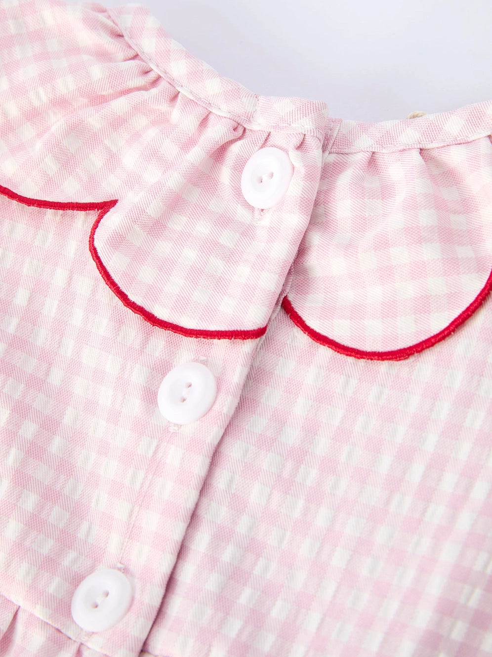Berry Applique Smocked Plaid Romper
